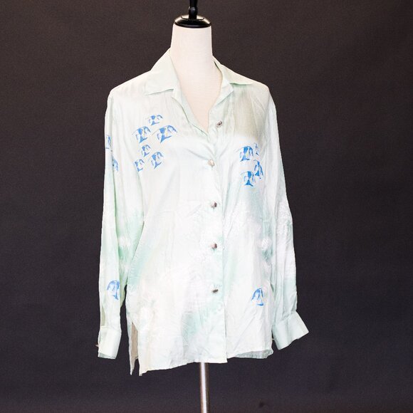 Escada Silver and Blue Blouse - Picture 2 of 14